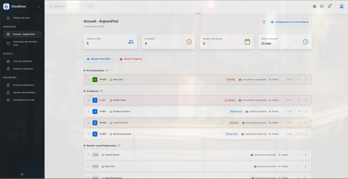 Gestion des rendez-vous et file d'attente